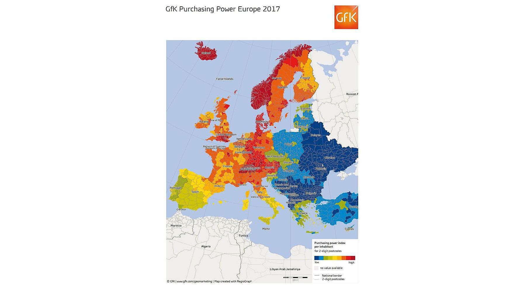 Europese koopkracht +1,9% in 2017