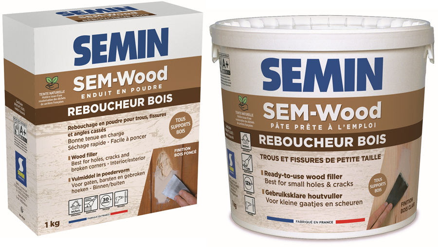 SEM-Wood: enduit en poudre et pâte de rebouchage pour bois intérieur et extérieur