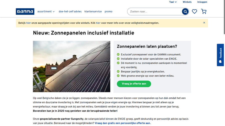 GAMMA en Sungevity gaan samen zonnepanelen verkopen